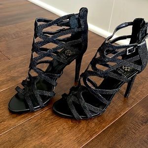 Vince Camino black embossed heels, 7.5. Like new!